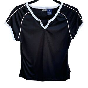B.U.M. Equipment Vintage 90s Y2K Womens Black Cap Sleeve Athletic V-Neck Top M